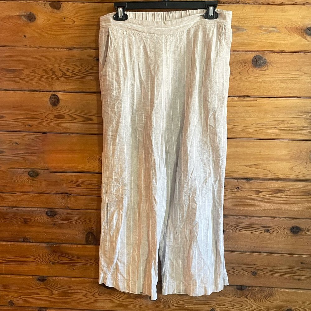 Joie Linen Blend Wide Leg Stripped Utility Pants Size Medium